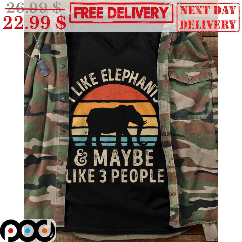 I Like Elephants And Maybe Like 3 People Retro Vintage Shirt