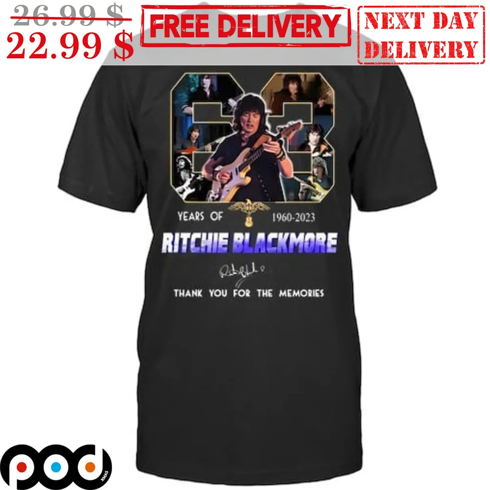 Years Of 1960 2023 Richie Blackmore Signature Thank You For The Memories Shirt