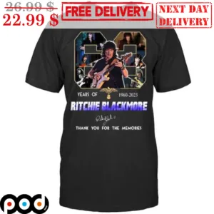 Years Of 1960 2023 Richie Blackmore Signature Thank You For The Memories Shirt