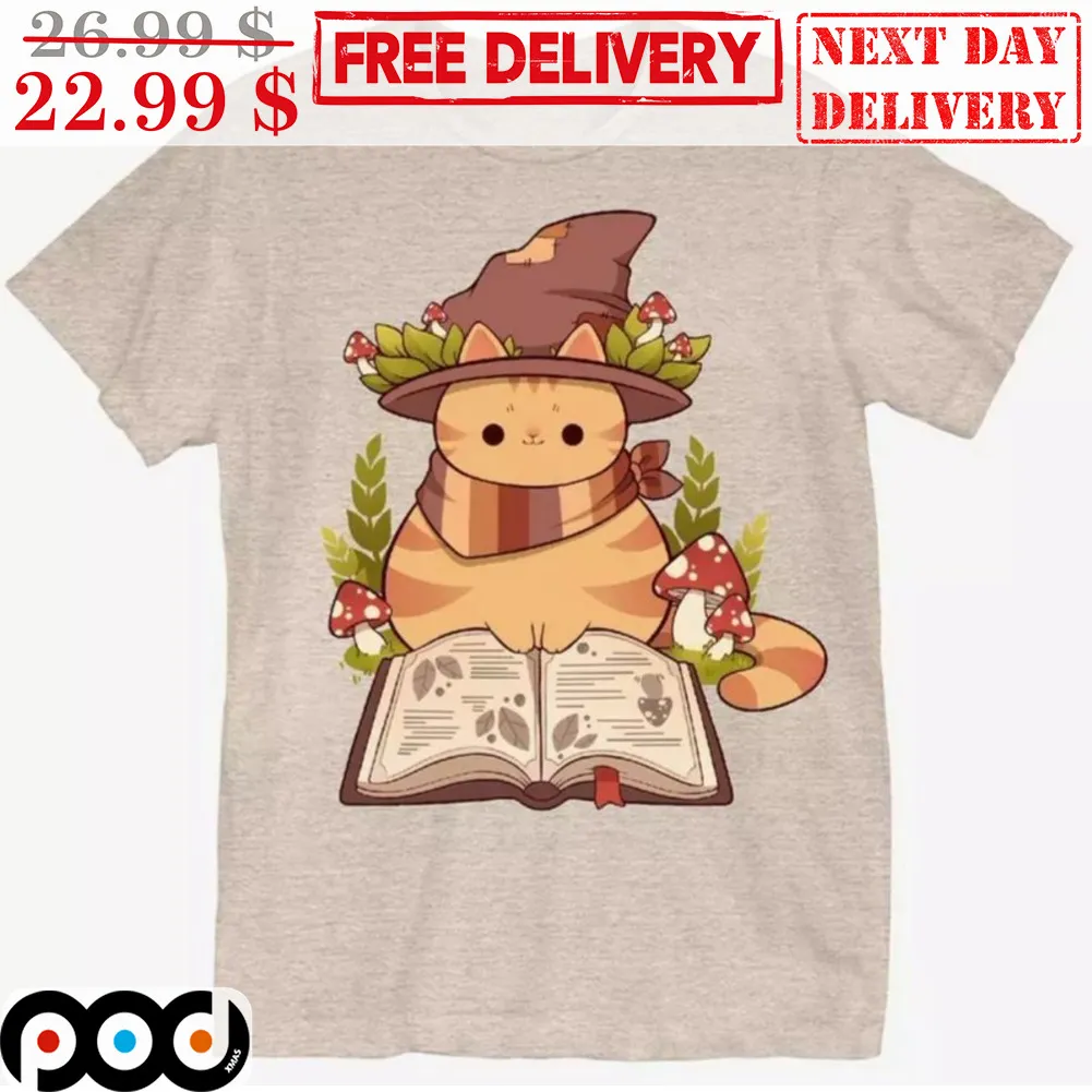 Cat Cute Witch Book Mashroom Shirt