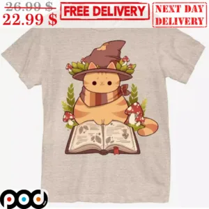 Cat Cute Witch Book Mashroom Shirt