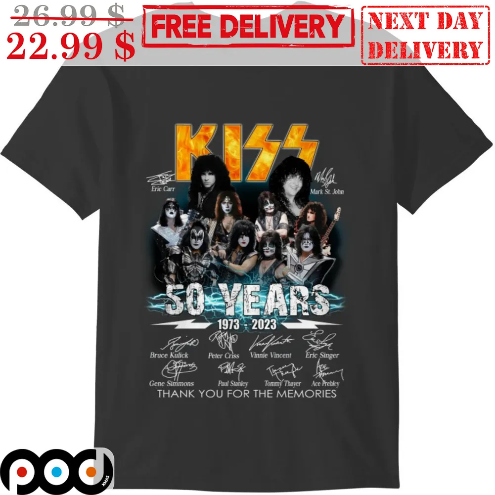 KISS 50 Years 1973-2023 Signature Rock Band Shirt