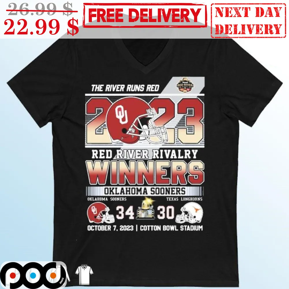 The River Runs Red 2023 Red River Rivalry Winners 34-30 Shirt