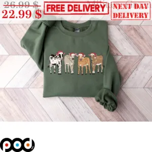 Cow Farm Color Light Christmas 2023 Shirt