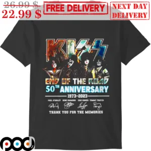 Kiss End Of The Road 50th Anniversary 1973-2023 Signatures Rock Band Shirt