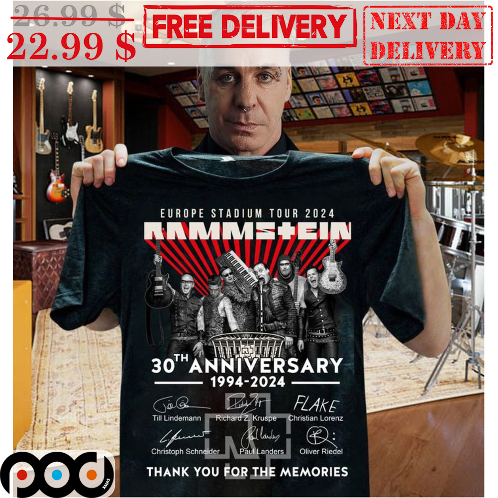 Europe Stadium Tour 2024 Rammstein 30th Anniversary 1994 2024 Signature Thank You For The Memories Signature Shirt Europe Stadium Tour 2024 Rammstein 30th Anniversary 1994 2024 Signature Thank You For The Memories Signature Shirt