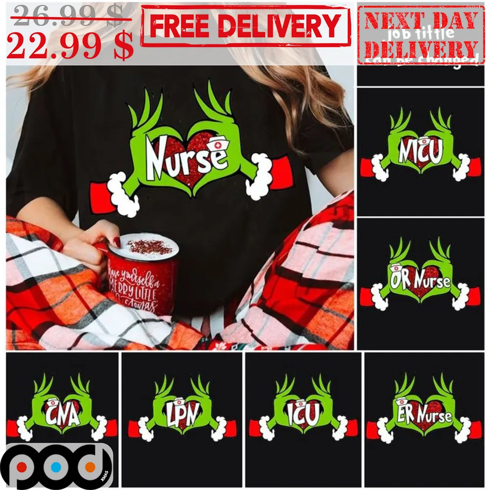 Grinch Heart Custom Nurse Christmas 2023 Shirt