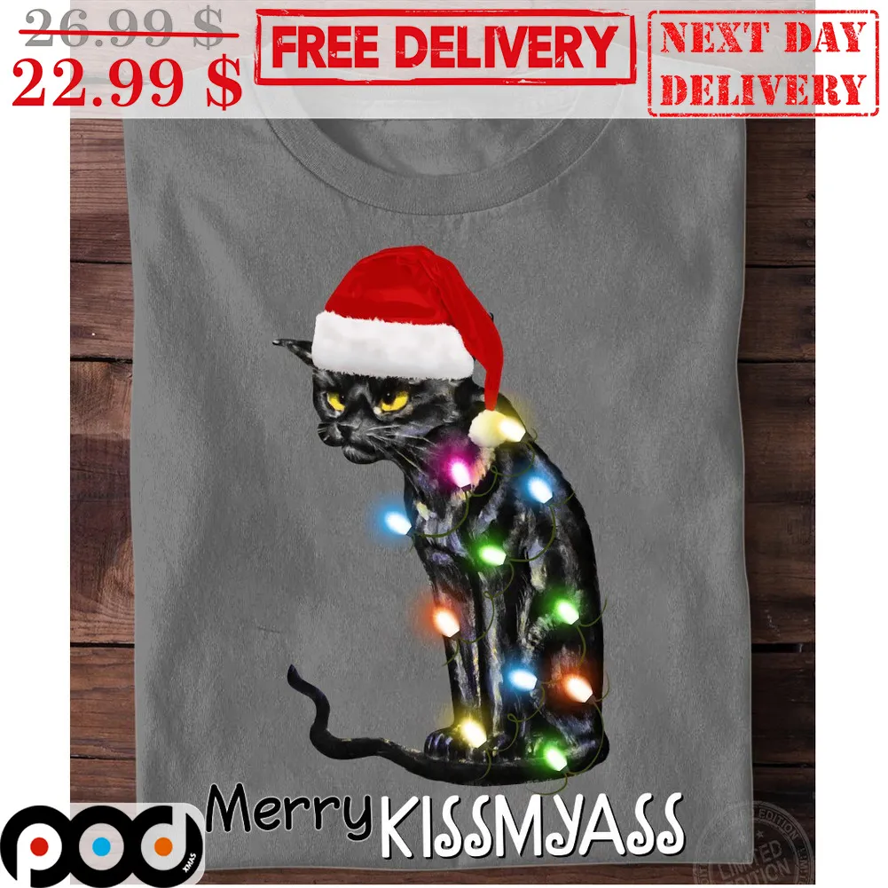 Cat Merry Kissmyass Christmas 2023 Shirt