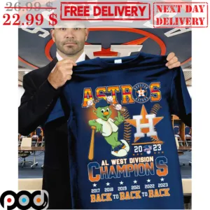 Houston Astros 2023 Al West Division Champions Back To Back To Back 2023 Shirt