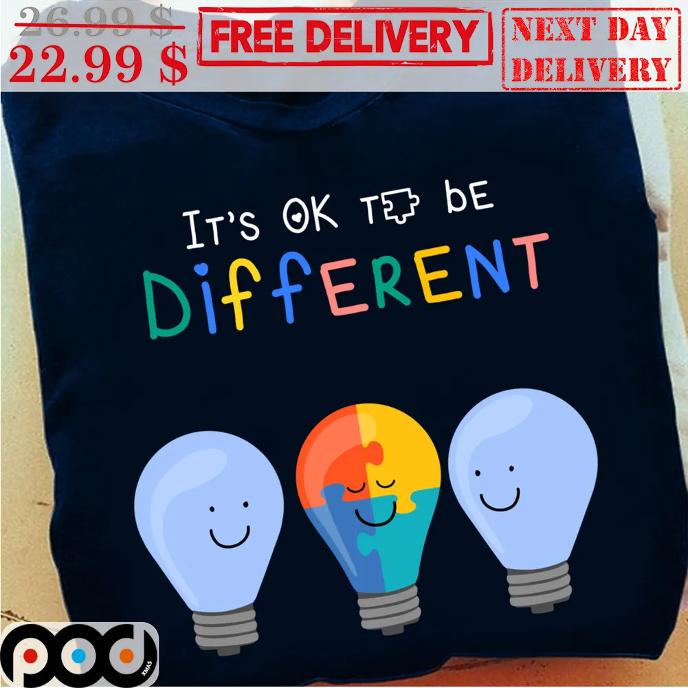 Light Bulb Autism It's Ok To Be Different Shirt