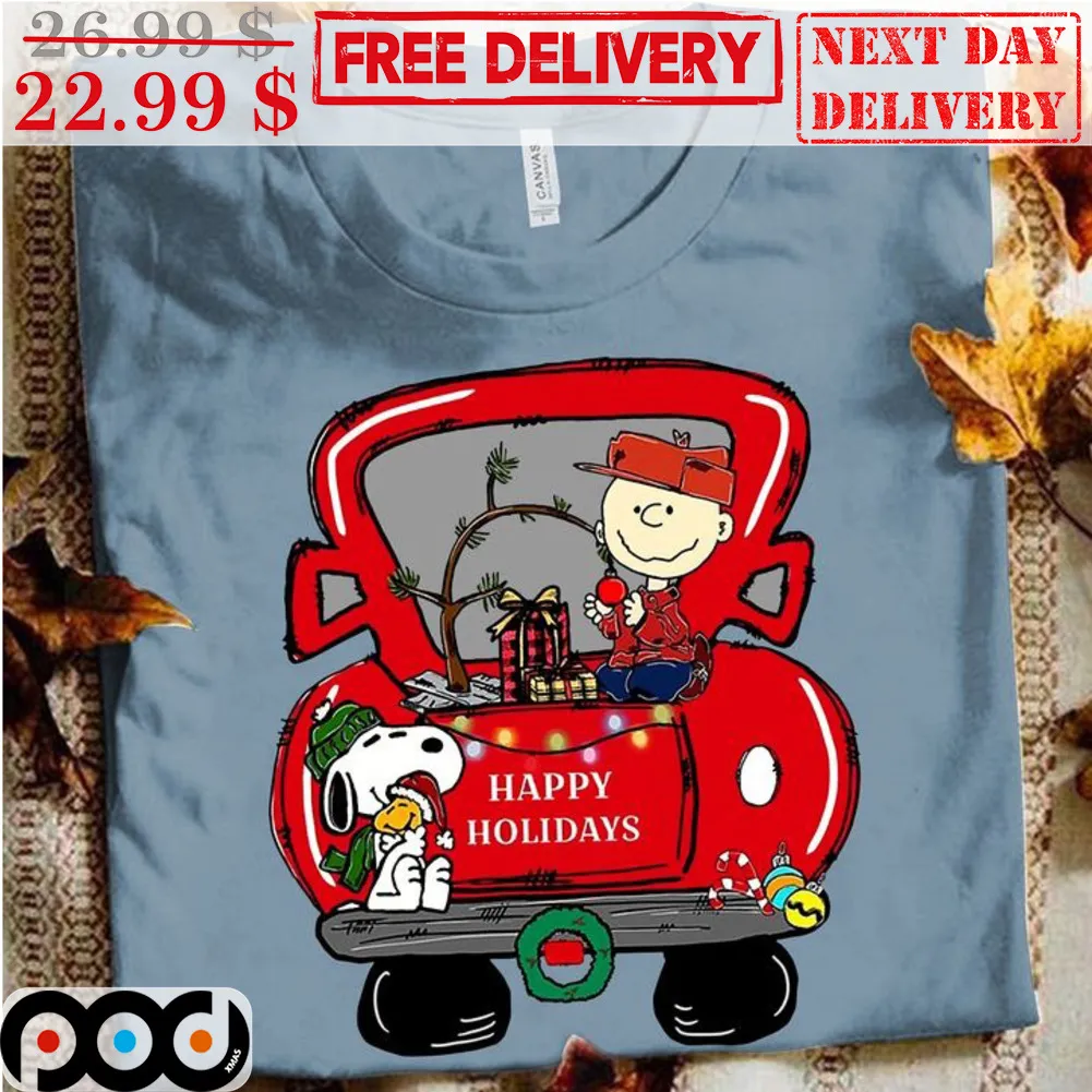 Snoopy Charlie Brown Happy Holidays Car Christmas 2023 Shirt