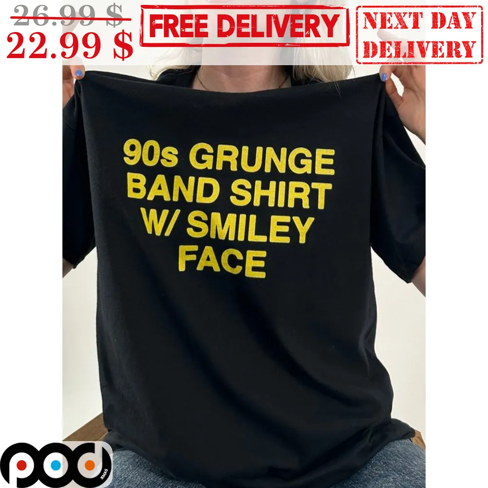 90s Grunge Band Shirt W Smiley Face Vintage Shirt