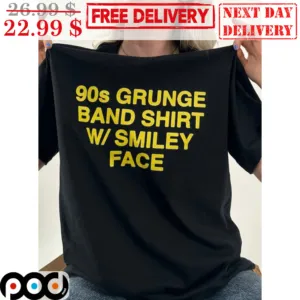 90s Grunge Band Shirt W Smiley Face Vintage Shirt