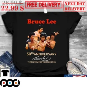 Bruce Lee 50th Anniversary Signature Thank You For The Memories Shirt