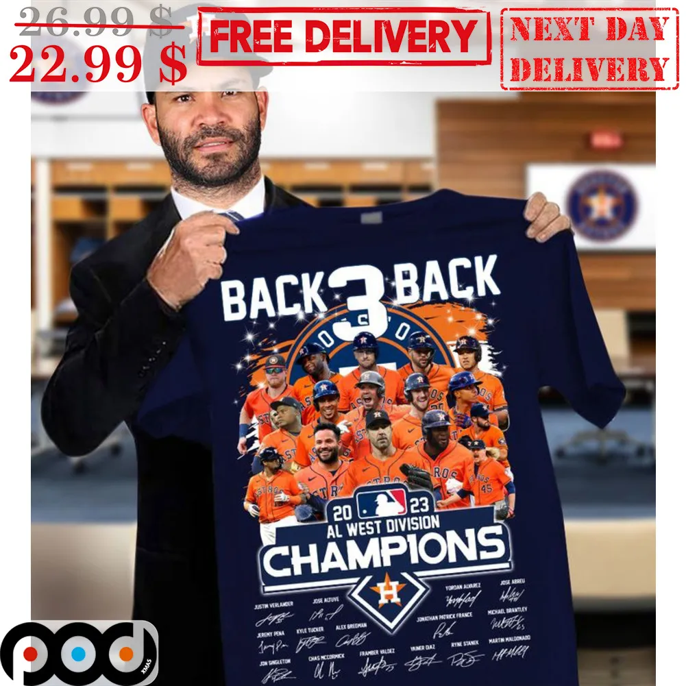 Houston Astros Back To Back 2023 AL West Division Champions Signature Players Shirt