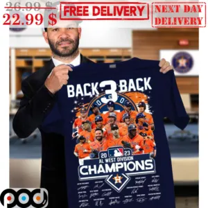 Houston Astros Back To Back 2023 AL West Division Champions Signature Players Shirt