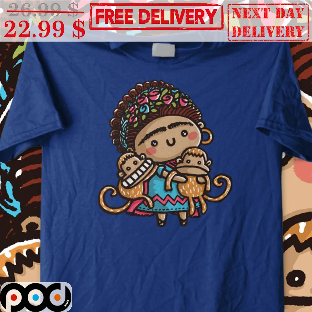Girl With Monkeys Cute Shirt