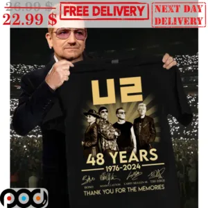 U2 48 Years 1976-2024 Thank You For The Memories Signature Shirt