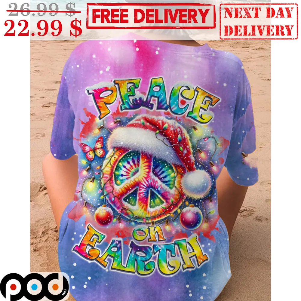 Peace On Earth Hippie Christmas 2023 Shirt