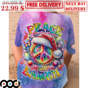Peace On Earth Hippie Christmas 2023 Shirt
