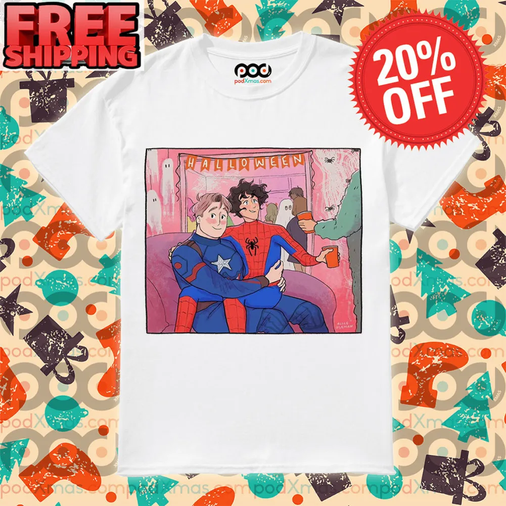 Captain America Hug Spider Man Cute Marvel Halloween Shirt