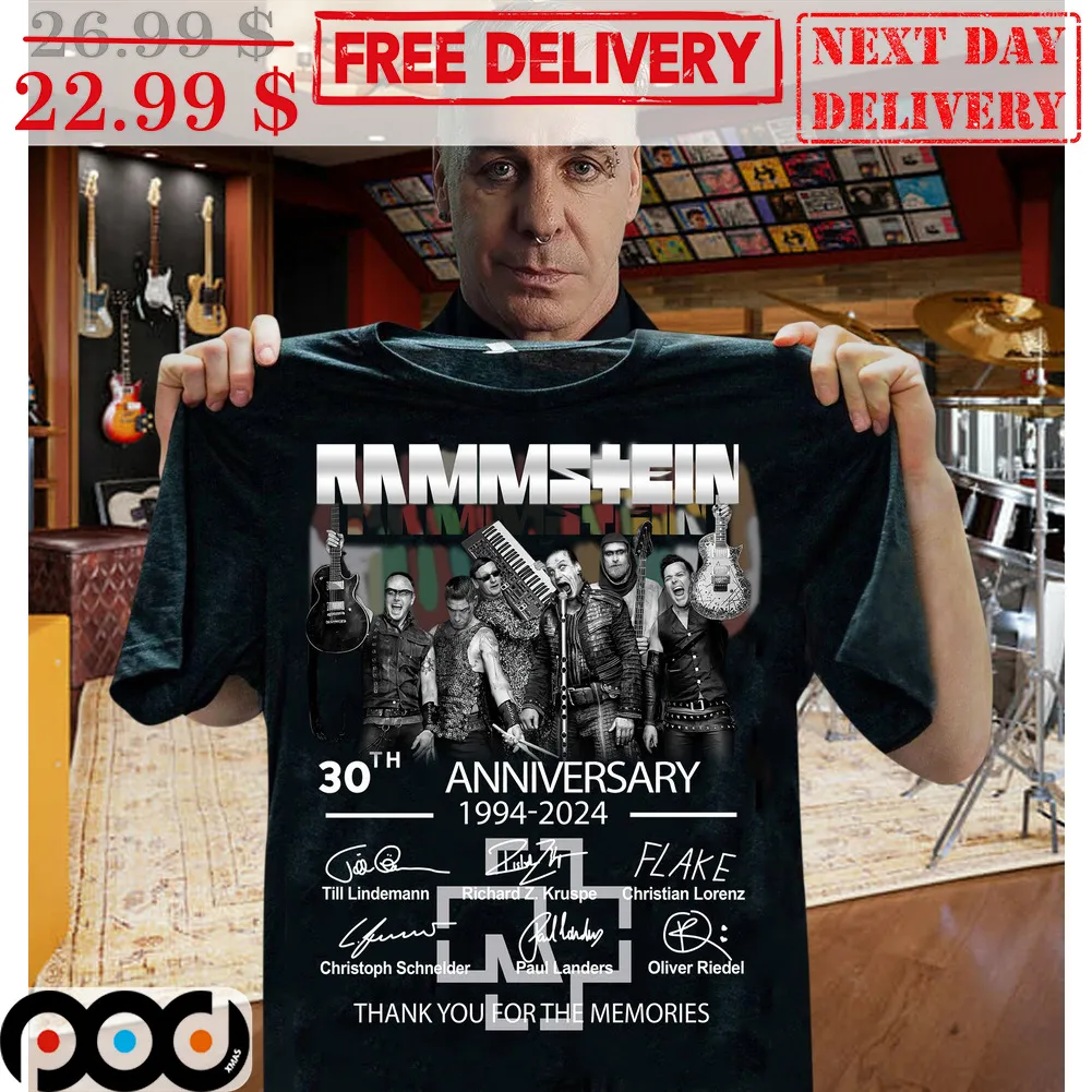 Rammstein 30th Anniversary 1994-2024 Signature Thank You For The Memories Shirt