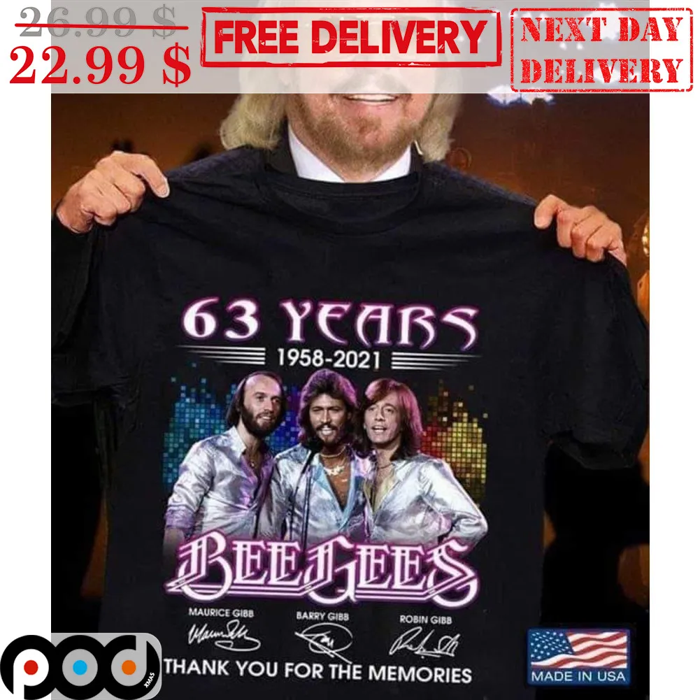 63 Years 1958-2021 Bee Gees Thank You For The Memories Shirt