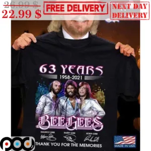 63 Years 1958-2021 Bee Gees Thank You For The Memories Shirt