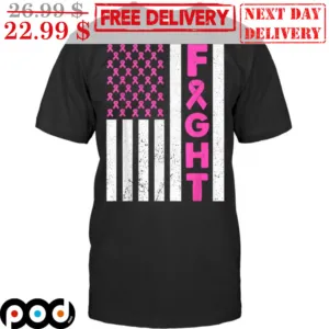 Fight Breast Cancer Awareness American Flag Shirt