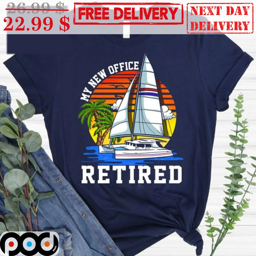 Boat My New Office Retired Sunset Vintage Retro Shirt