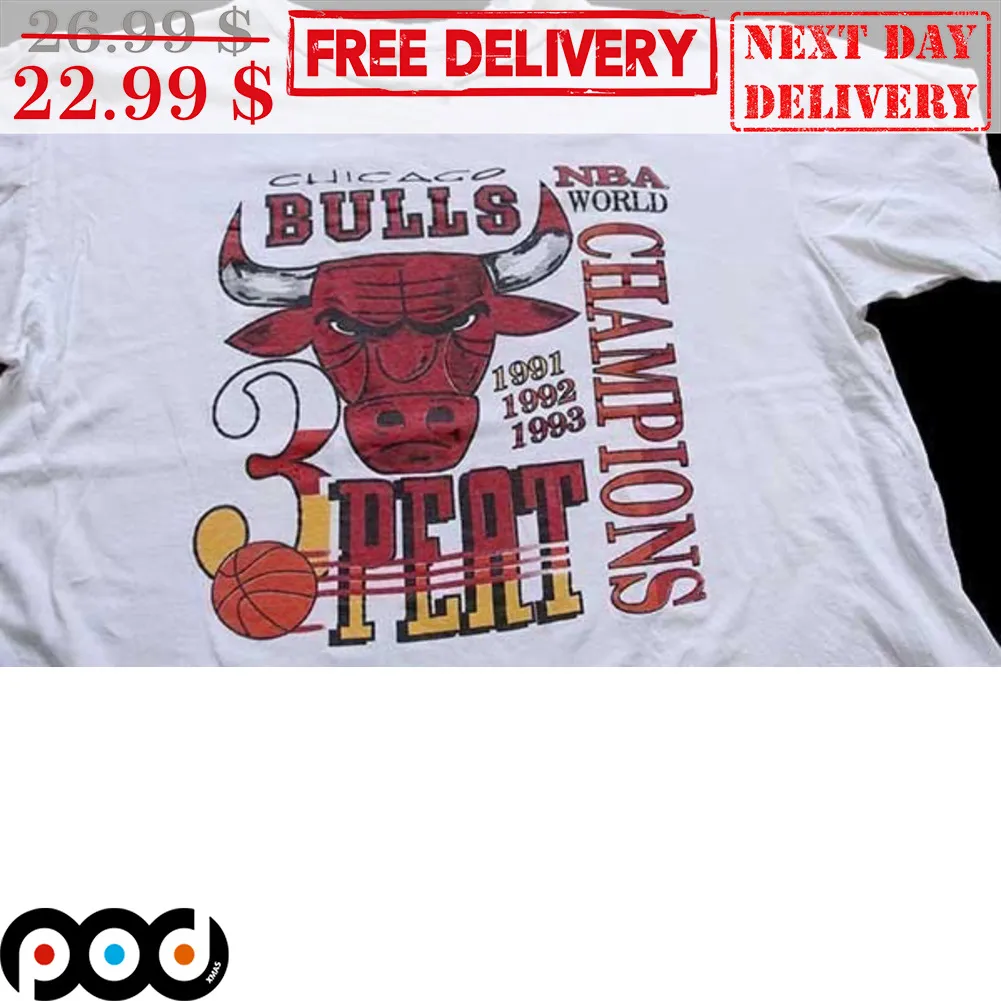 Chicago Bulls 3 Peat NBA World Champions Shirt