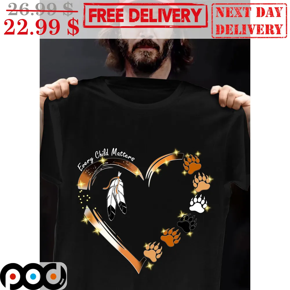 Every Child Matters Heart Native Dog Paws Shirt