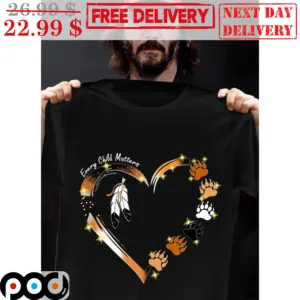 Every Child Matters Heart Native Dog Paws Shirt
