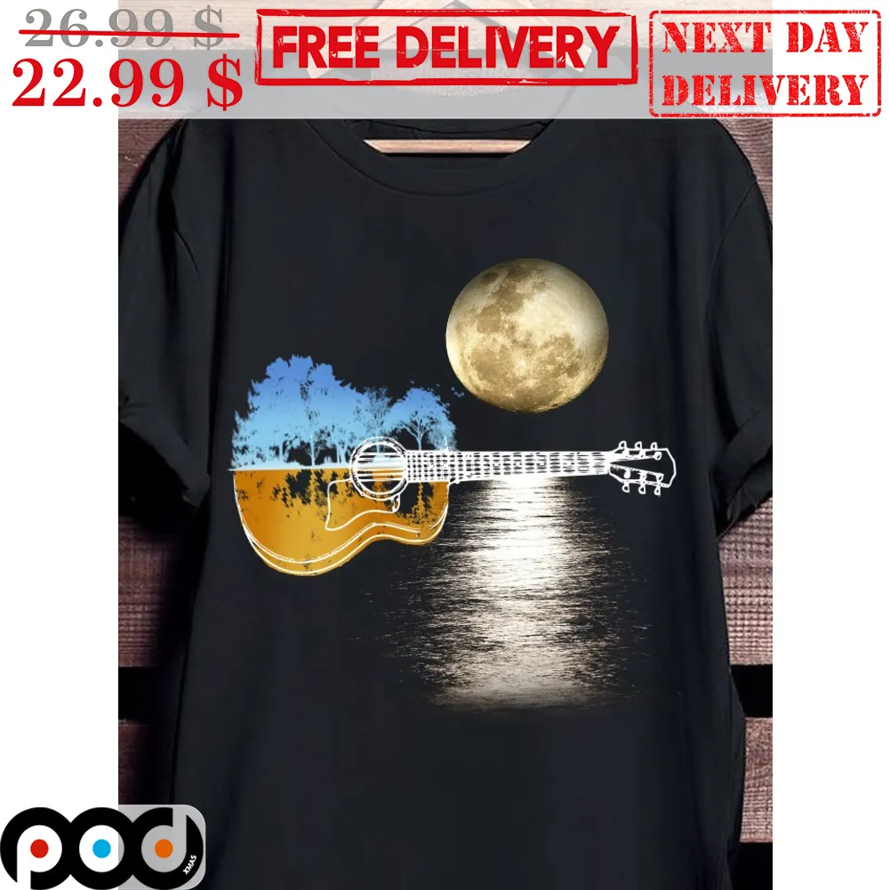 Guitar Moon Light River Night Shirt