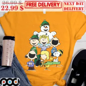 Snoopy Charlie Brown Woodstock Friends Snowman Christmas Shirt