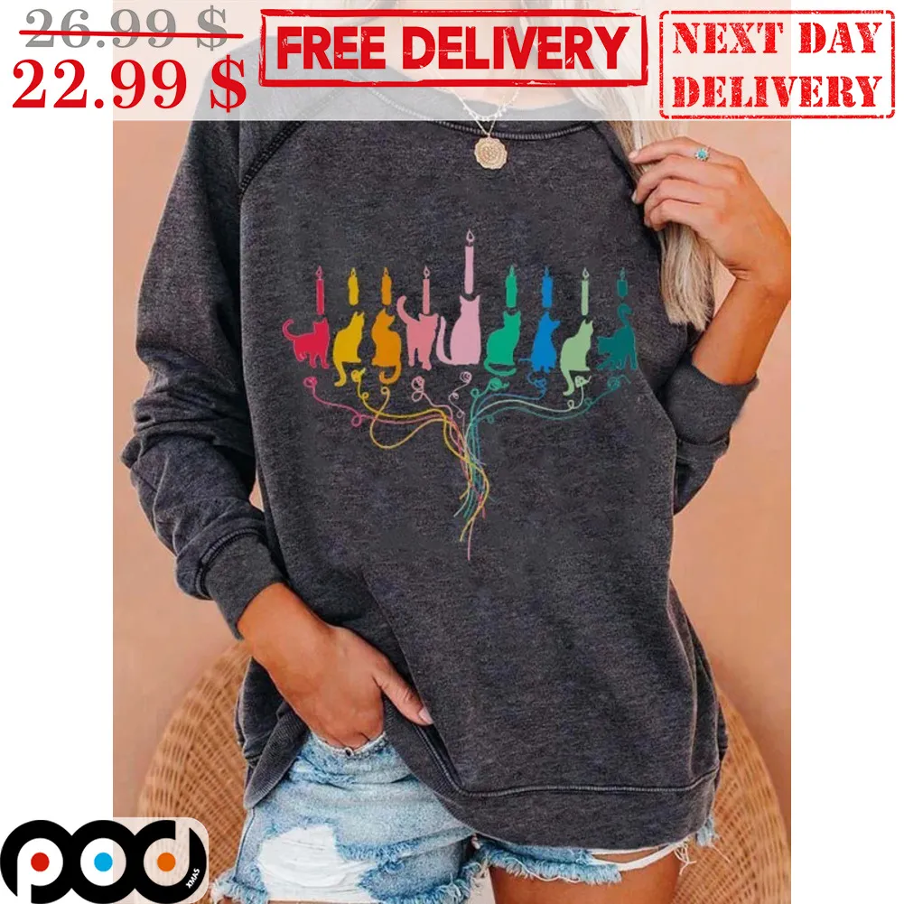 Cat Hanukkah Multicolor Shirt