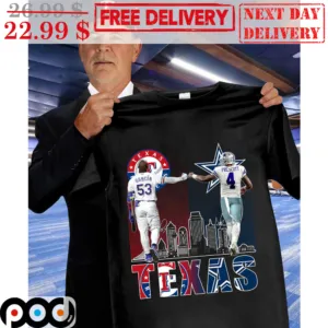 Adolis García Fist Bump Dak Prescott Texas Rangers Dallas Cowboys City Signature Shirt