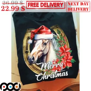 Horse Portrait Merry Christmas Shirt