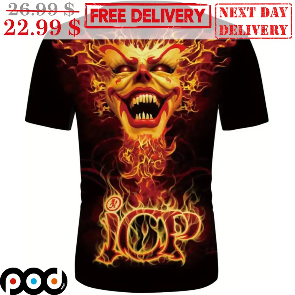 ICP Fire Scary Clown Face Graphic Halloween 2023 Shirt