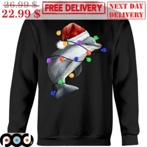 Dolphin Santa Hat Light Christmas Cute Shirt