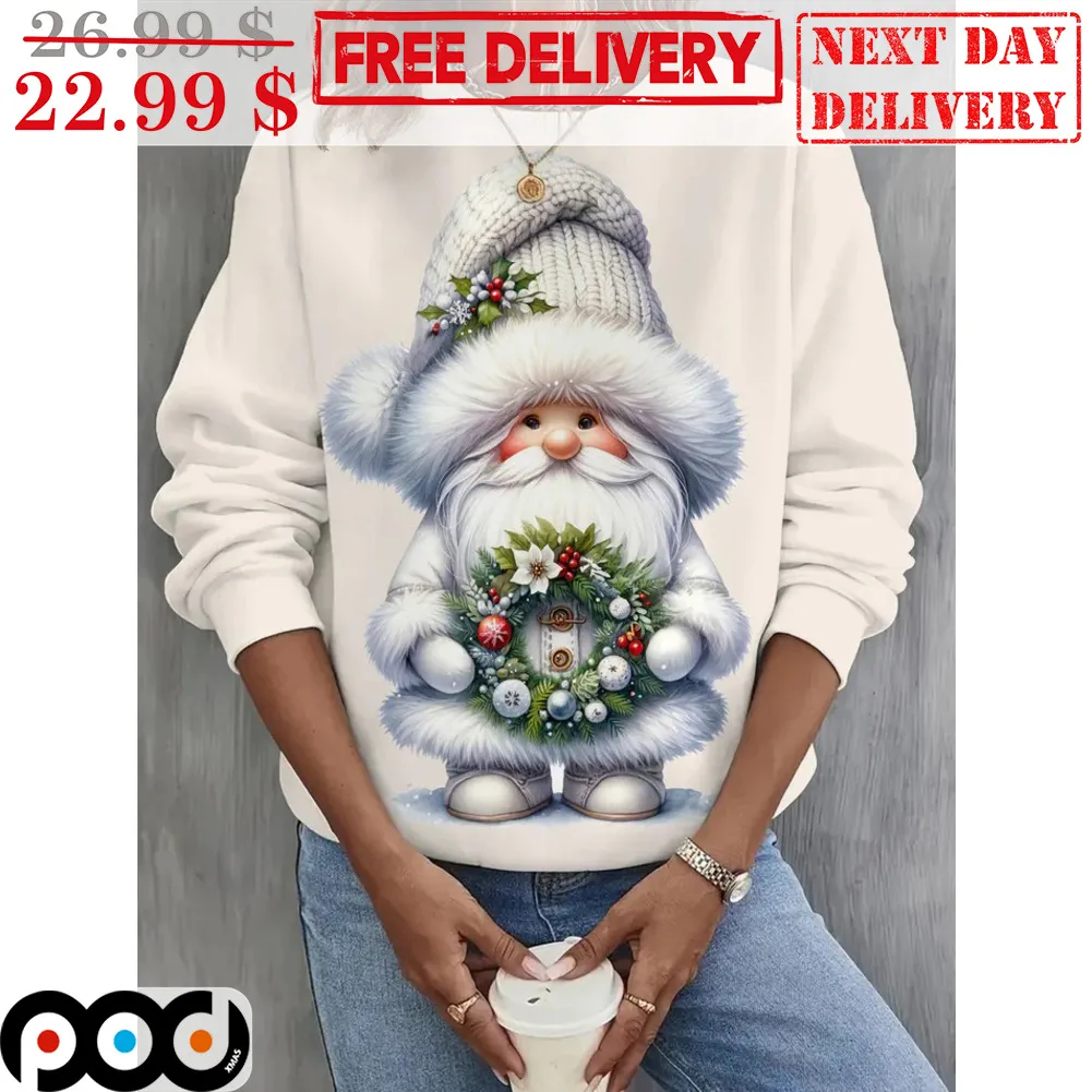 Gnomes White Cute 3D Christmas Shirt