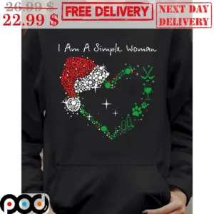 Santa Hat Heart I Am A Simple Woman Shirt