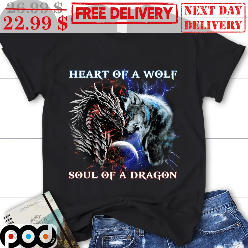 Heart Of A Wolf Soul Of A Dragon Lightning Shirt