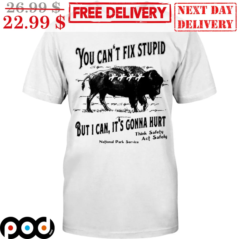 Bison You Can't Fix Stupid But I Can It's Gonna Hurt Think Safety Act Safely Shirt
