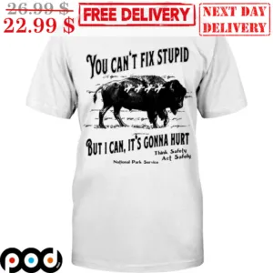 Bison You Can't Fix Stupid But I Can It's Gonna Hurt Think Safety Act Safely Shirt