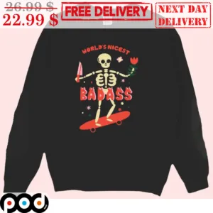 Skeleton Skateboarding World's Nicest Badass Shirt