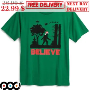 Bigfoot Forest Believe Christmas Shirt