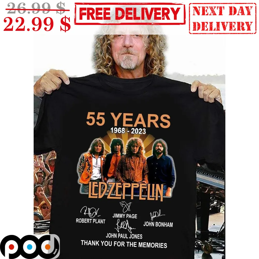 55 Years 1968-2023 Led Zeppelin Signature Thank You For The Memories Shirt