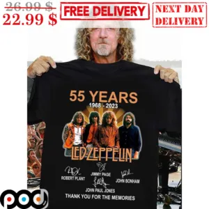 55 Years 1968-2023 Led Zeppelin Signature Thank You For The Memories Shirt