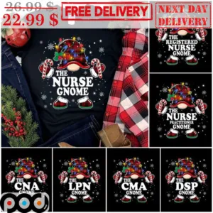 Custom Healthcare Gnome The Nurse Christmas Light Shirt